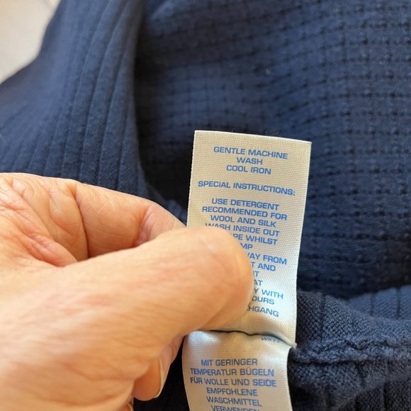 Boden US 18L Navy Blue Libby Textured Sweater Dress 3/4 Sleeve Cotton Wool Blend - Picture 10 of 10